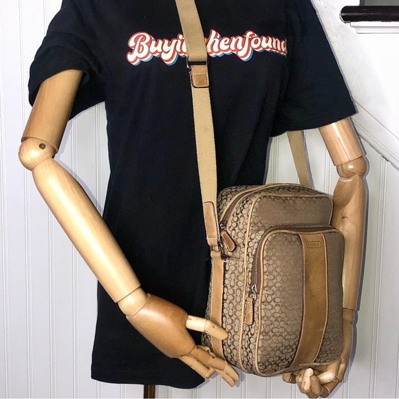 COACH Monogram Canvas & Suede Crossbody Messenger Shoulder Bag UNISEX STYLING - Picture 14 of 15